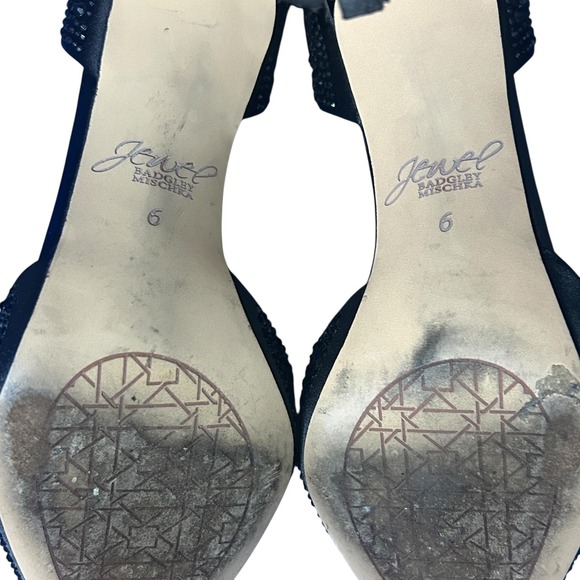 Jewel Badgley Mischka Shoes Womens Size 6 Black Alexandra Heels Pumps Rhinestone - Picture 9 of 16
